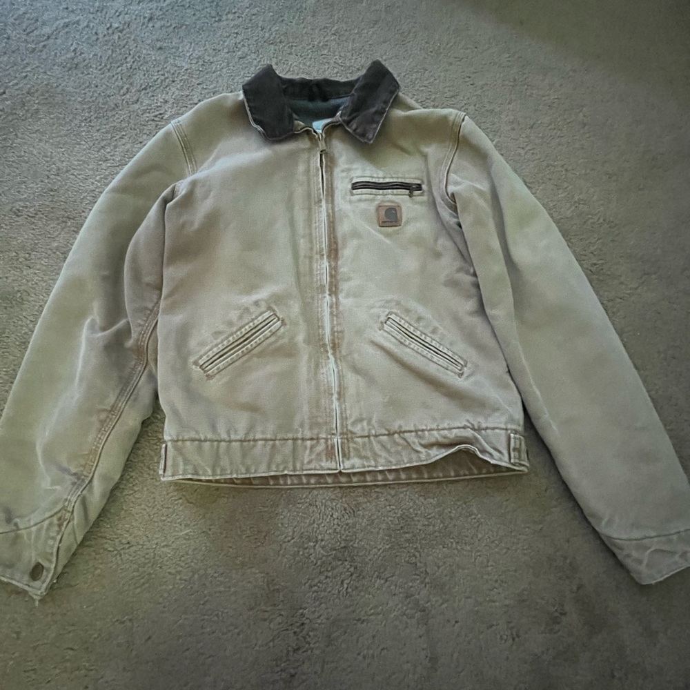 Carhartt jacket, size youth XL, tan color with grey inside